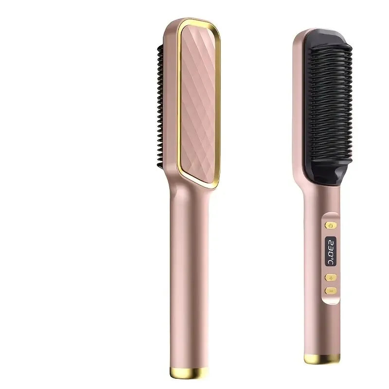 Professional Ionic Hair Straightening Brush, Fast Heating Ceramic With Auto Lock & Shutoff, Anti-Scald, 110V With LED Screen, 30 Temperature Settings, Ideal For Home, Travel & Salon Use, Hair Brush