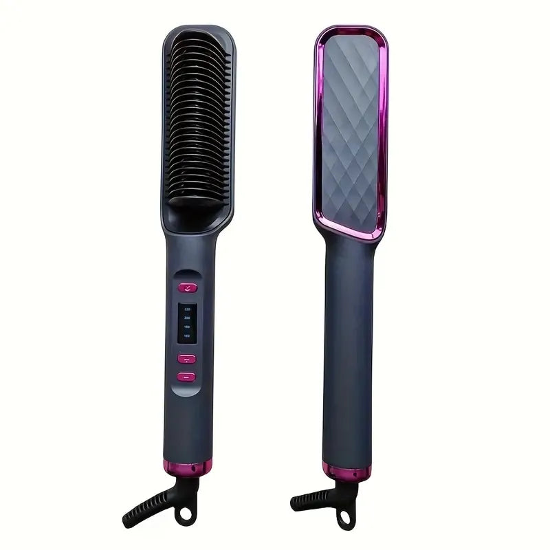 Professional Ionic Hair Straightening Brush, Fast Heating Ceramic With Auto Lock & Shutoff, Anti-Scald, 110V With LED Screen, 30 Temperature Settings, Ideal For Home, Travel & Salon Use, Hair Brush