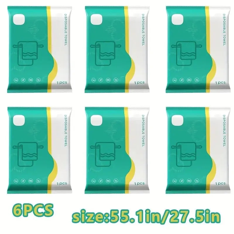 6pcs Portable Disposable Towels, Thickened, Separately Packaged, Soft And Light Beige-Friendly, Highly Absorbent, Suitable For Business Travel, Home Use, Pool Parties, Gym, Office, Vacation, Camping,